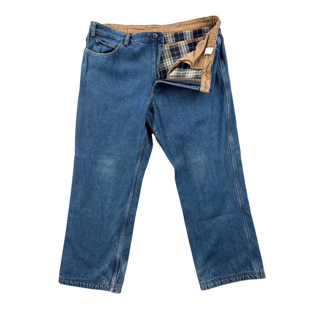 Duluth Trading Ballroom Flannel Lined Jeans Men 44x30 Blue Denim Workwear Rugged